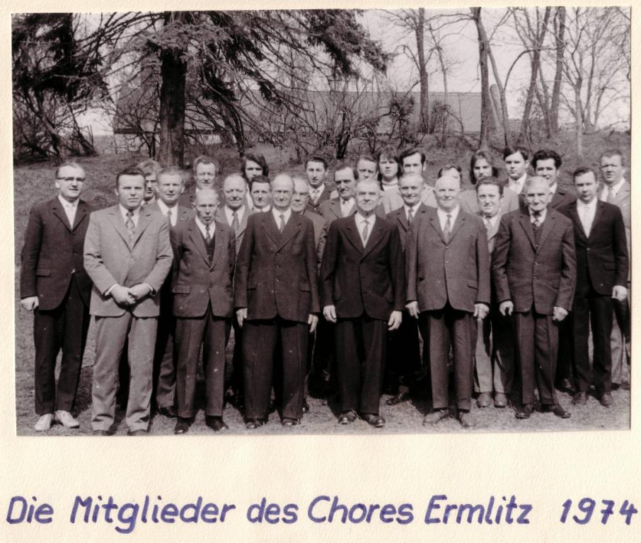 Mitglieder des Chores Ermlitz 1974
